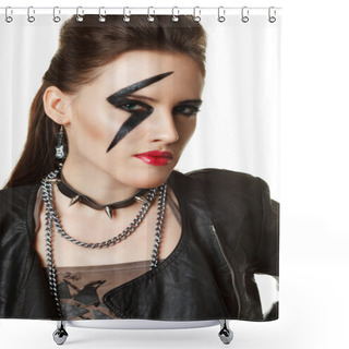 Personality  Young Woman Styled Like Rock Star Shower Curtains