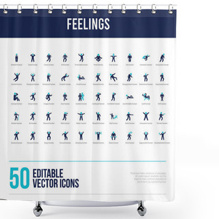 Personality  50 Feelings Concept Filled Icons Shower Curtains
