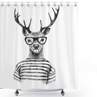 Personality  Hand Drawn Dressed Up Deer  Shower Curtains