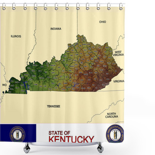 Personality  Kentucky Counties Emblem Map Shower Curtains