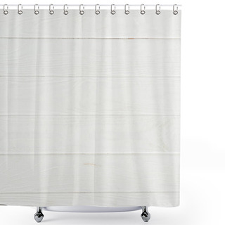 Personality  Close-up View Of White Wooden Background With Horizontal Planks Shower Curtains