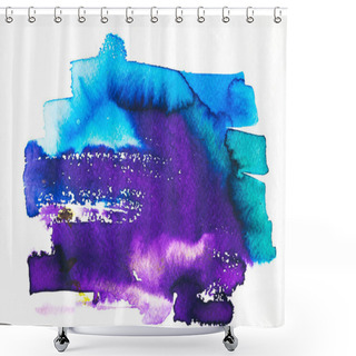 Personality  Bright Blue And Purple Abstract Painting On White Shower Curtains