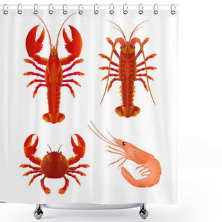 Personality  Seafood Set Vector Shower Curtains