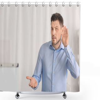 Personality  Mature Man With Hearing Problem Shower Curtains