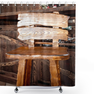 Personality  Wooden Bar Chair In Country Style Shower Curtains