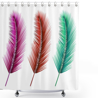 Personality  Vector Colorful Realistic Palm Leaves Isolated On White Shower Curtains