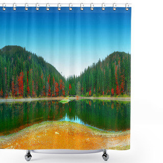 Personality  Picturesque Lake In The Autumn Forest Shower Curtains
