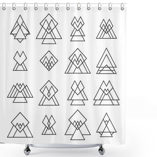 Personality  Set Of Trendy Geometric Shapes. Geometric Icons For Your Design. Shower Curtains