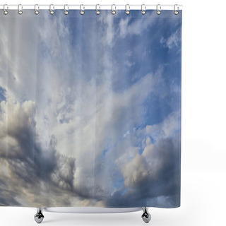 Personality  View Of Grey And White Clouds On Blue Sky Background  Shower Curtains