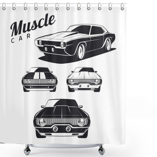 Personality  Classic Muscle Car Vector Illustration. Shower Curtains