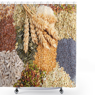 Personality  Assorted Edible Seeds With Wheat Assorted Edible Seeds With Wheat Shower Curtains