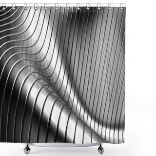 Personality  Aluminum Abstract Silver Stripe Pattern Background Shower Curtains