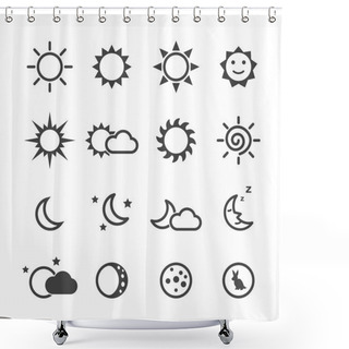Personality  Sun And Moon Icons Shower Curtains