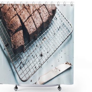 Personality  Chocolate Brownie Cake Cut Into Slices Shower Curtains