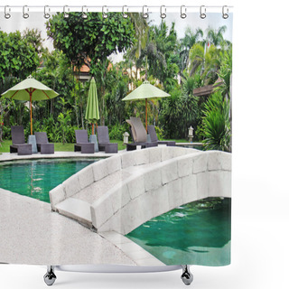 Personality  Beautiful Swimming Pool In The Tropics Resort Shower Curtains
