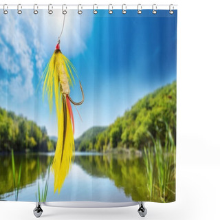 Personality  Fluffy Fly Fishing Hook  Shower Curtains