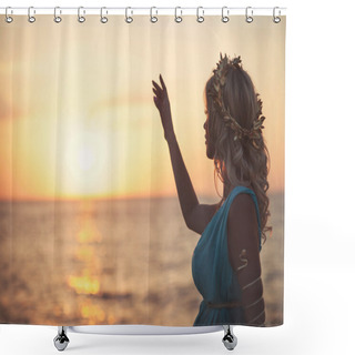 Personality  Beautiful Woman Outdoor In Greek Goddess Style Shower Curtains