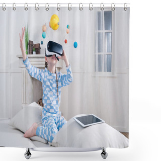 Personality  Girl In Virtual Reality Headset  Shower Curtains