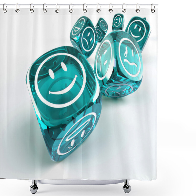 Personality  Dice with different emotions on faces shower curtains