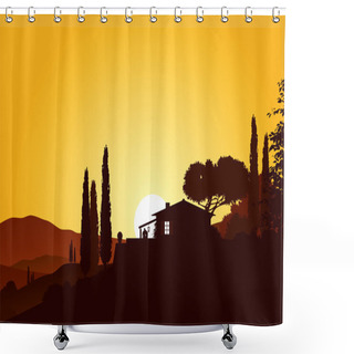 Personality  Holiday Home In Sunset Shower Curtains