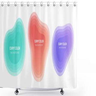 Personality  3 Modern Liquid Abstract Blur Blob Set. Shower Curtains