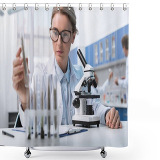 Personality  Chemist Working With Test Tube Shower Curtains