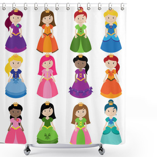 Personality  Vector Collection Of Pretty Princesses Shower Curtains