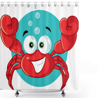 Personality  Funny Red Crab Vector Cartoon Shower Curtains