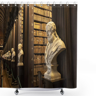Personality  Trinity College Library Bust Of Plato Shower Curtains