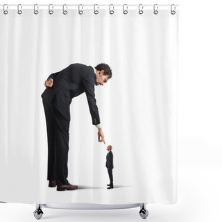 Personality  Businessman  Pointing A Small Man Shower Curtains