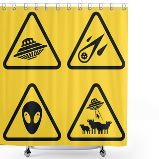 Personality  Set Of Warning Plates  Shower Curtains