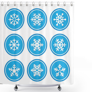 Personality  Snowflakes Icons As Retro Labels Shower Curtains