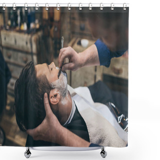 Personality  Barber Shaving Customer Shower Curtains