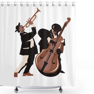 Personality  Musicians Design Concept Set With Jazz Music Players And Singers. Shower Curtains