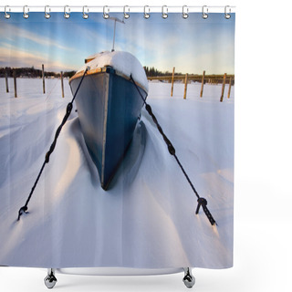 Personality  The Boat In Snow Shower Curtains