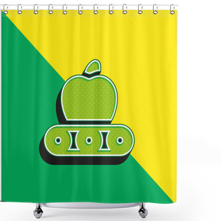 Personality  Apple Green And Yellow Modern 3d Vector Icon Logo Shower Curtains