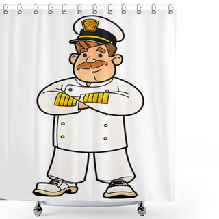 Personality  Cartoon Sea Captain. From A Large Set Of Similar Images. Shower Curtains