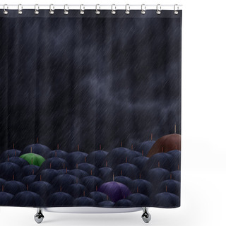 Personality  Three Color  Umbrella Mingling With Grey Umbrellas - Be Differen Shower Curtains