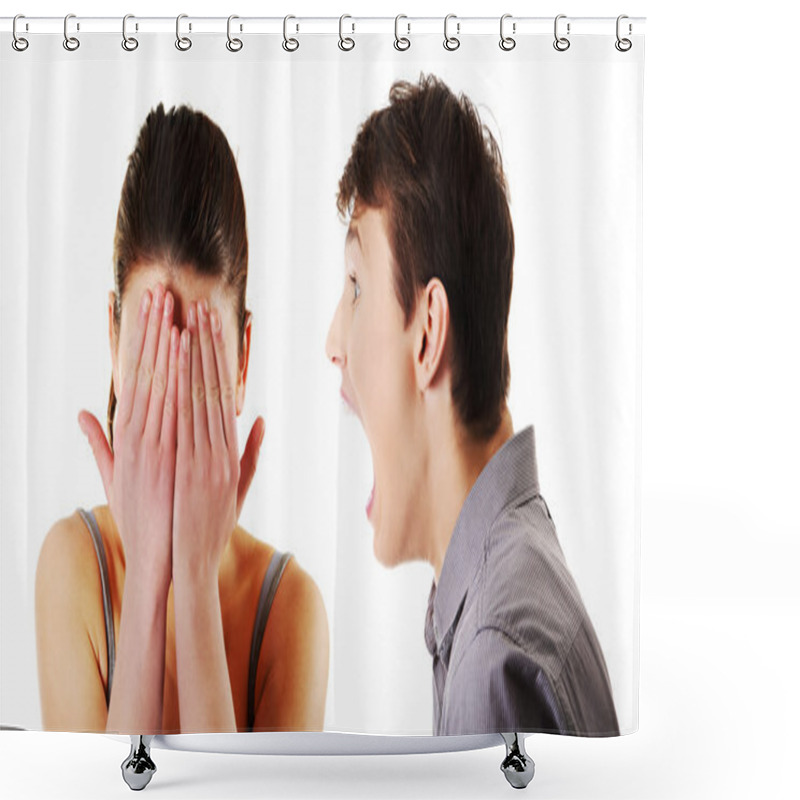 Personality  Man Shouting On Woman Shower Curtains