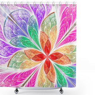 Personality  Beautiful Multicolored Fractal Flower In Stained Glass Window St Shower Curtains