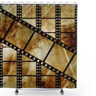 Personality  Aged Film Strip In Grunge Style Shower Curtains