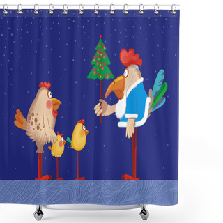 Personality   The Family Of Chickens Are Celebrating Christmas Shower Curtains