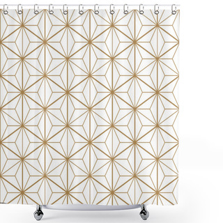 Personality  Seamless Japanese Pattern Shoji Kumiko In Golden.Diamonds Grid. Shower Curtains