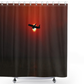 Personality  Airline Flying In The Sky At Night Shower Curtains