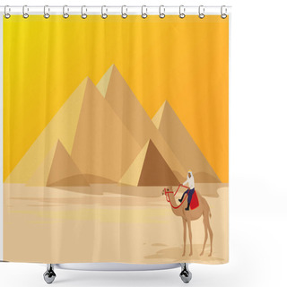 Personality  Camel In Sahara Desert Color Vector Illustration Shower Curtains