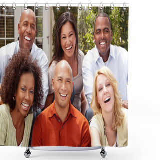 Personality  Diverse Group Of Friends Talking And Laughing. Shower Curtains
