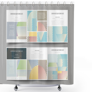 Personality  Set Of Business Templates For Tri Fold Square Brochures. Leaflet Cover, Abstract Flat Layout, Easy Editable Vector. Minimalistic Design With Lines, Geometric Shapes Forming Beautiful Background. Shower Curtains