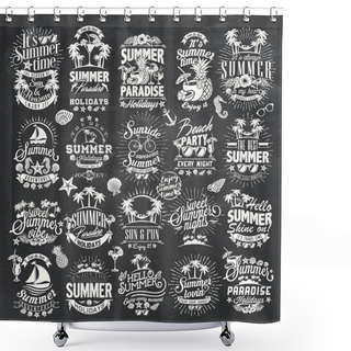 Personality  Summer Calligraphic Designs On Chalkboard Shower Curtains