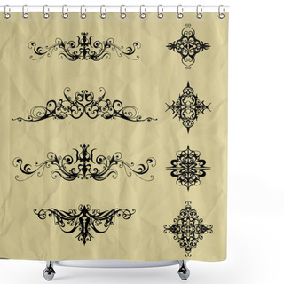 Personality  Vector Vintage Elements On Crumpled Paper. Shower Curtains