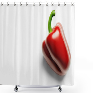 Personality  Top View Of Ripe Paprika On White Background  Shower Curtains